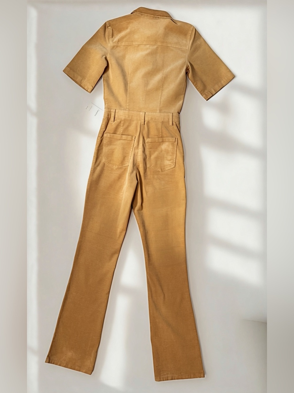 Mango NWT Camel Corduroy Utility Jumpsuit Zip Front Boho Coastal Indie Chic - Picture 5 of 5